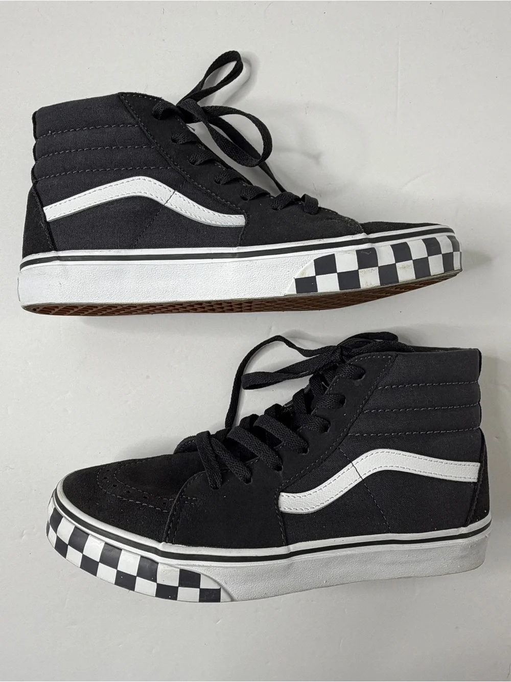 Vans SK8-HI Black White Check Bumper Sneakers 5.5 Jr